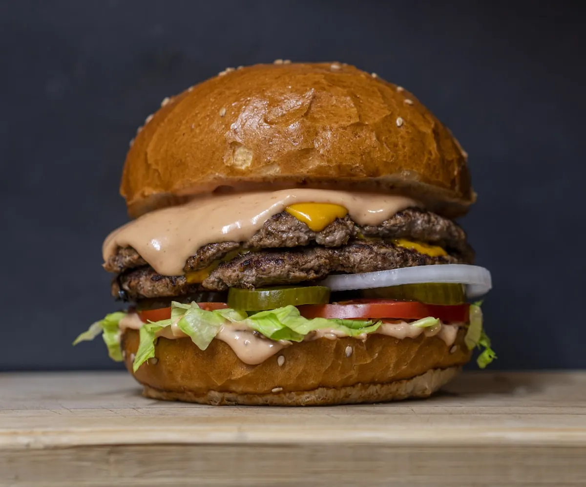 Prairie burger on a house bun